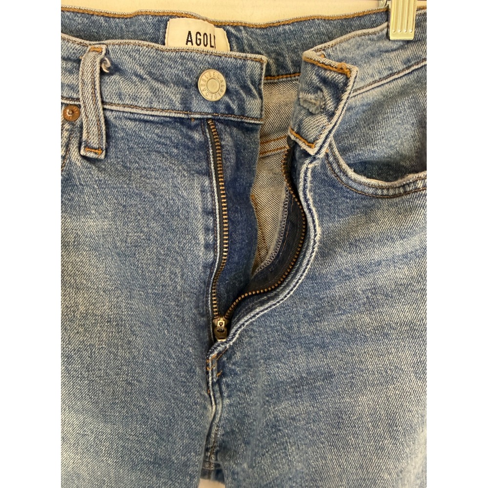 AGOLDE Lyle Low Rise Slim Jeans 5-Pocket Raw Hem Light Wash Stretch Size 27 - Picture 9 of 13